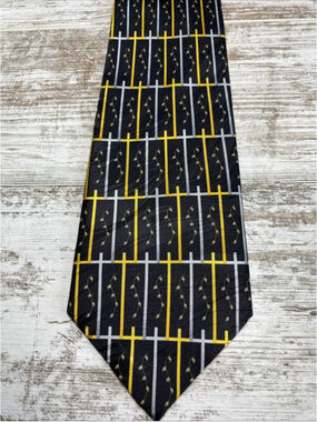 Divinity Silk Tie 1 John 1:7 Christian Religious Black Gold Geometric Vine 60”